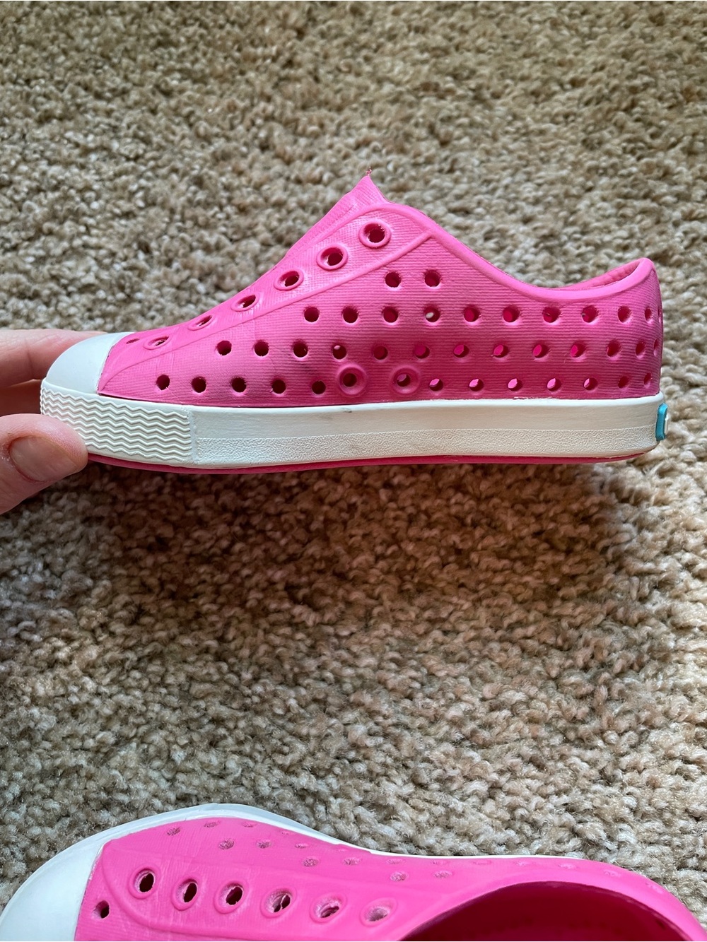 Native Shoes Kids Slip-On Water Shoes in Bright Pink with White Toe - Picture 6 of 6